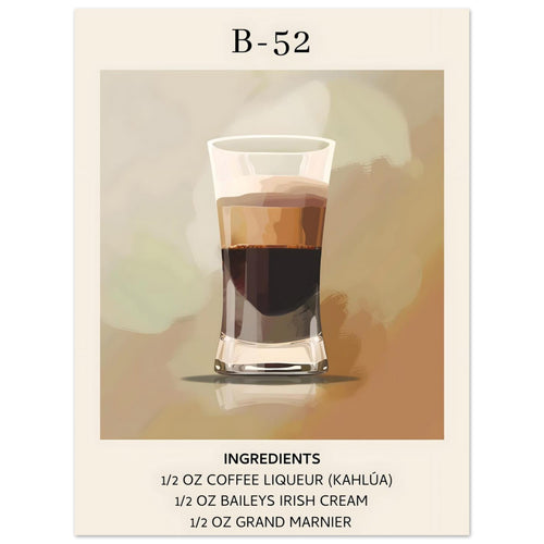 Artfulprints  B-52 cocktail - Ingrediënten   poster 30x40 cm - vtwonen shop