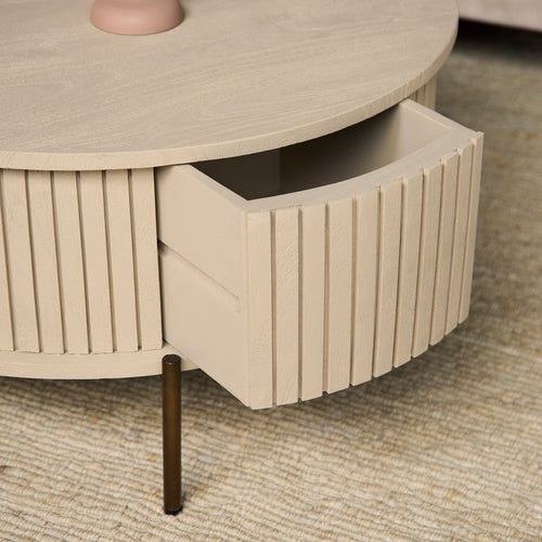 StarFurn Salontafel Madison - Rond Zand Hout - 80x80x40cm - vtwonen shop