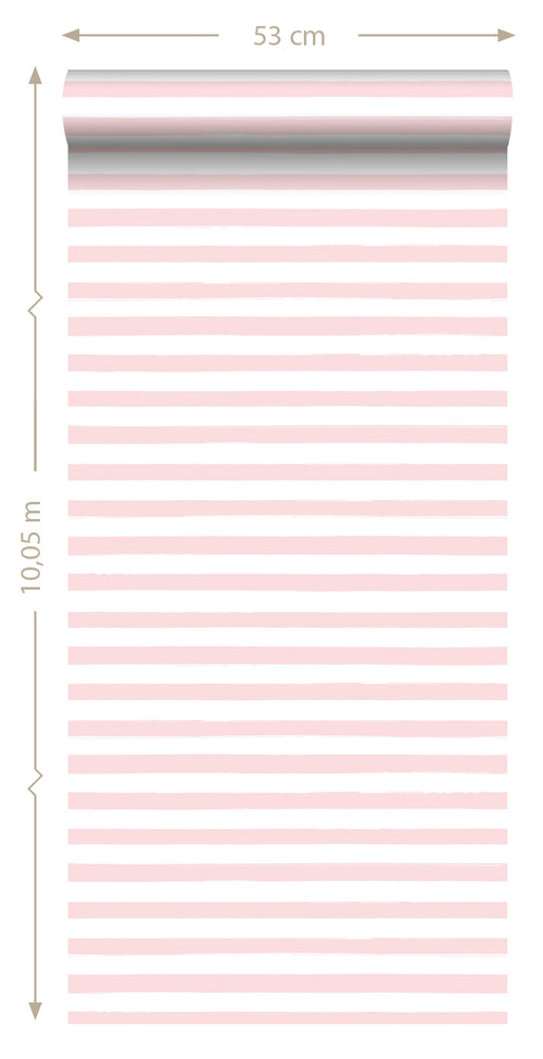 ESTAhome behang geschilderde strepen licht roze en wit - 53 cm x 10.05 m - 138969