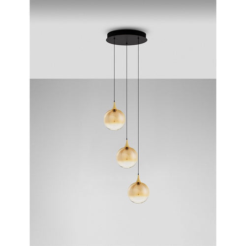 Nova Luce ORENDA Hanglamp met clusterdesign, champagnekleur, messinggoud, matzwart, Triac dimbare LED 15W 750lm 3000K