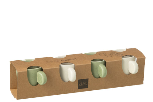 J-Line tas Met Oor + Bamboubasis - keramiek - wit/groen - doos van 4 - vtwonen shop