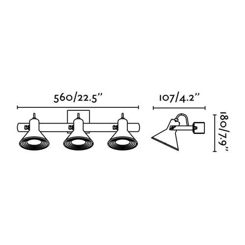 Faro Cup-3 - 3-lichts verstelbare wandspot voor binnen, zwart, mat nikkel, GU10