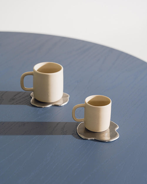 noo.ma Plama Coasters set van 4 - gepolijst aluminium onderzetters, free-form