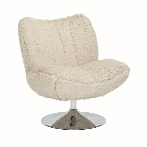 DÉJA Living Draaifauteuil Morten - Taupe Fluffy/Chrome - 70x78x82cm - vtwonen shop