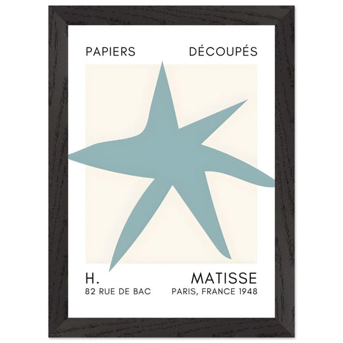 Artfulprints Poster met Lijst Matisse – Star of the sea turquoise   - A4 21x29.7 cm - Turquoise