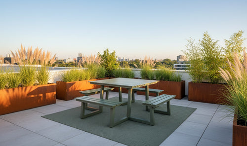 MaximaVida vierkante aluminium picknicktafel Dex 215 cm olijfgroen - open instap - vtwonen shop