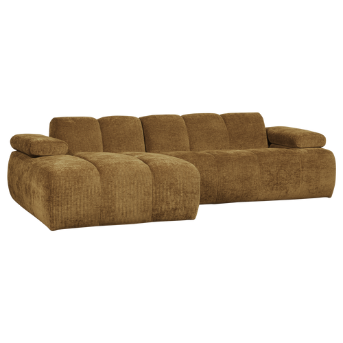 WOOOD chaise longue links Mojo - Geweven Ribstof - Honing Geel