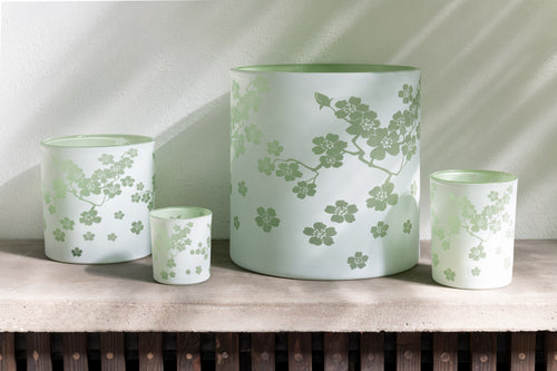 J-Line windlicht Bloemen -  glas - groen - extra large - vtwonen shop
