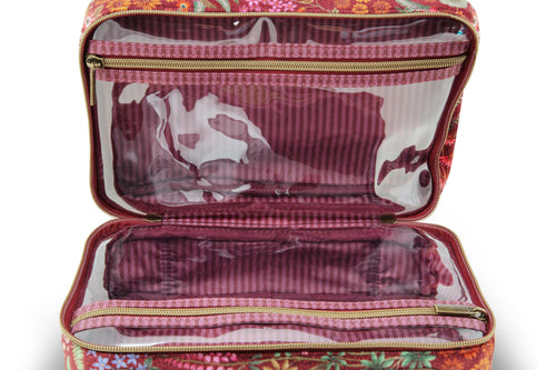 Pip Studio Casey Beauty Case - Querida Velvet - Red - 27x10x19cm - vtwonen shop