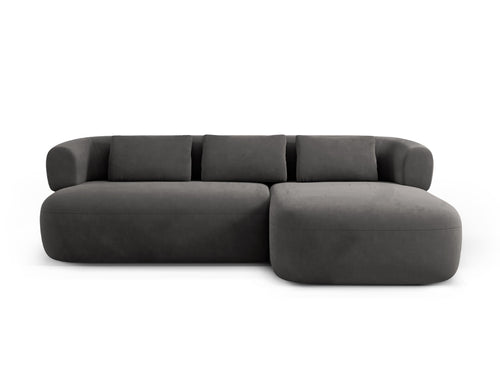 Micadoni rechter hoekbank Jenny 5-zits, flueel donkergrijs - 145x225x73cm