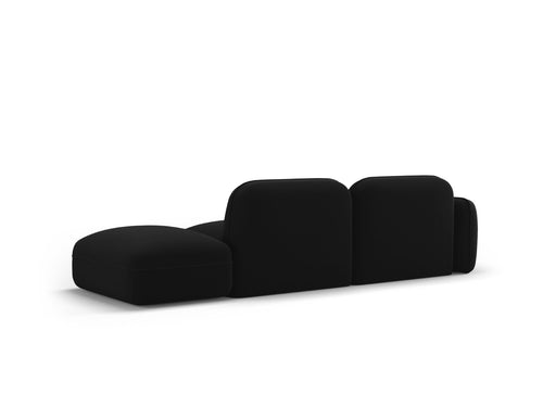 Cosmopolitan Design Rechte modulaire bank Sydney 3-zits, flueel, zwart - 90x295x70cm