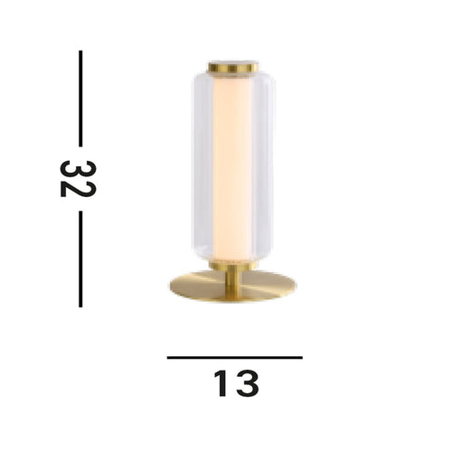 Searchlight Mod LED-tafellamp, satijnen messing metaal, opaal acryl en helder