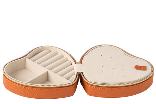 J-Line juwelendoos Hart - kunstleder - cognac - vtwonen shop