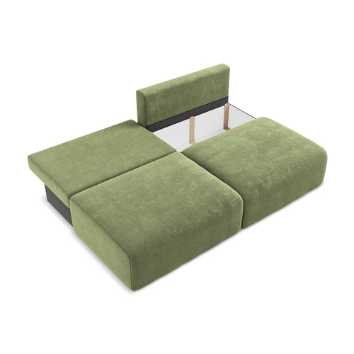 LaMiaSofa 3-zits slaapbank Ostia - chenille stof - groente - 216x102x79