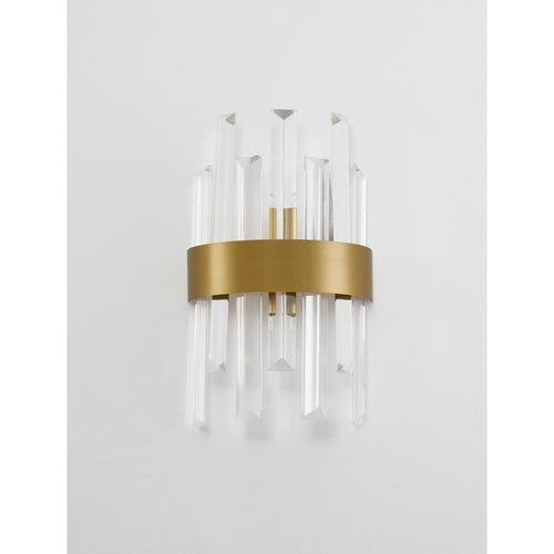 Merano Kimberley Wandlamp Satijn Goud Metaal Helder Kristal (7 stuks) LED G9