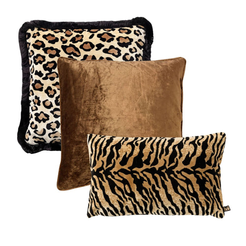 KUSSENSET | 3-delig | bruin, beige | Hoii | inclusief binnenkussens