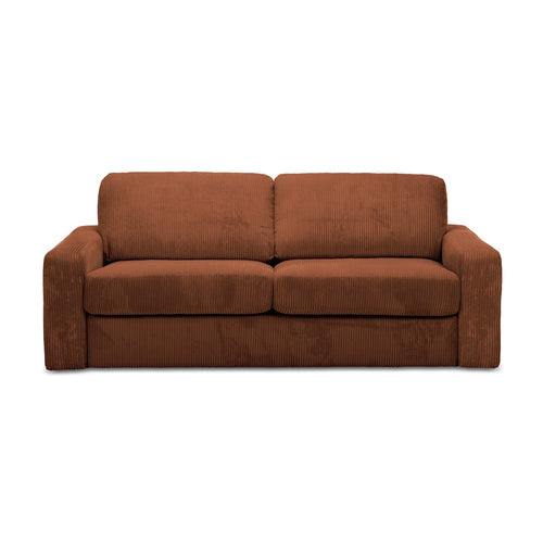 LaMiaSofa 3-zits slaapbank Como - ribfluweel - terracotta - 195x100x80