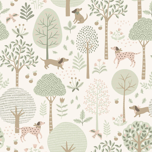 ESTAhome behang honden vergrijsd mintgroen en wit - 53 cm x 10.05 m - 139709 - vtwonen shop