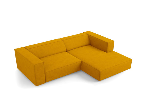 Cosmopolitan Design rechter hoekbank Arendal 3-zits, chenille met ribbeleffect, mosterd - 166x224x70cm