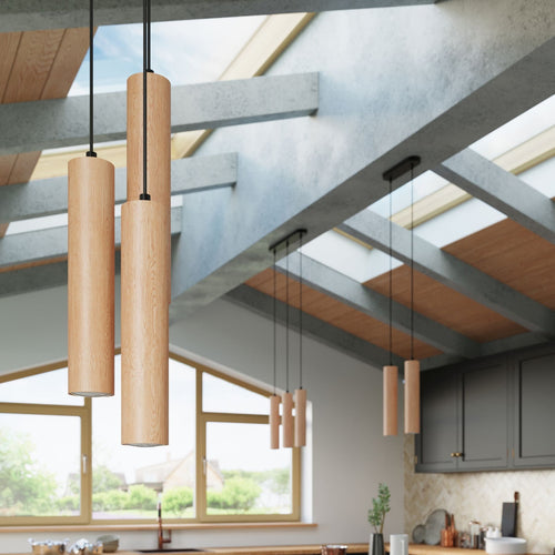 Sollux Lighting Hanglamp LINO 2 hout - 30x6x90cm