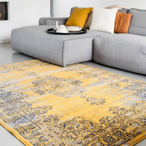 Eva Interior Vintage vloerkleed Bloom Okergeel - Interieur05