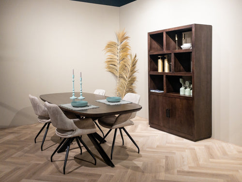 Livingfurn vitrinekast Jaxx - 120cm - mangohout - bruin
