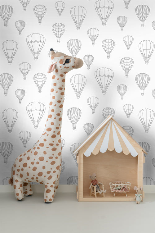 ESTAhome behang luchtballonnen grijs en wit - 50 x 900 cm - 139718 - vtwonen shop