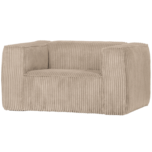 WOOOD fauteuil Bean - Grove Ribstof - Travertin - 74x146x98 - vtwonen shop