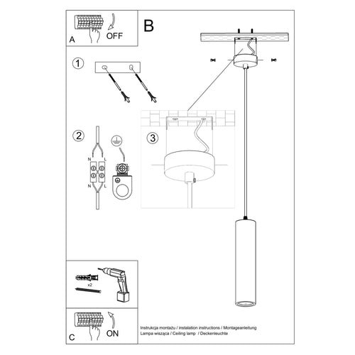 Sollux Lighting Keramische hanglamp NANCY - 8x8x132cm