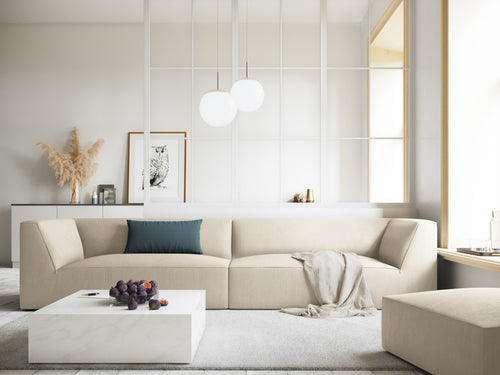 Micadoni Bank Ruby 4-zits, ribfluwelen, lichtbeige - 93x302x69cm