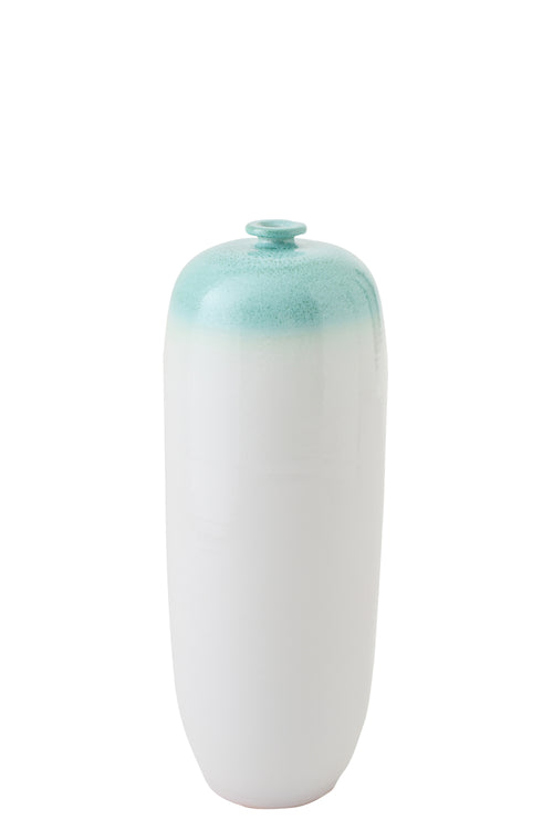 J-Line vaas - keramiek - muntgroen/wit - medium