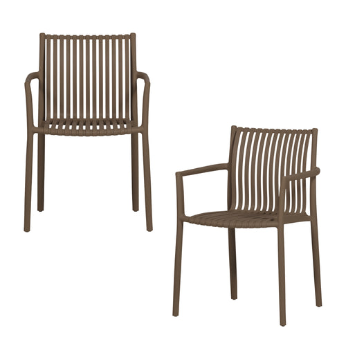 vtwonen tuinstoel Easy Going - Kunststof - Middenbruin - Set van 2 - 84x56x57