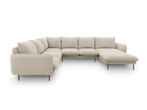 Cosmopolitan Design Panoramische hoekbank links Vienna 7-zits, structurele stof, beige - 235x330x95cm