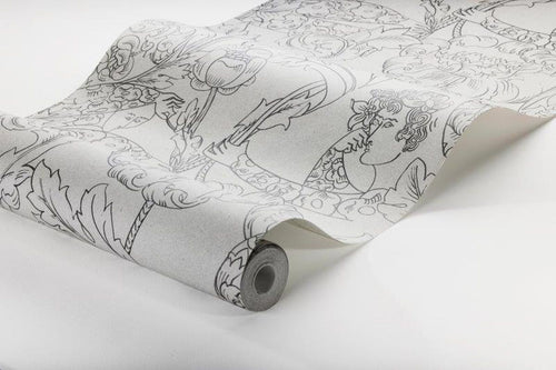 Borastapeter behang menselijke silhouetten grijs - 49 cm x 10.05 m - 660803