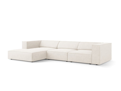 Cosmopolitan Design linker hoekbank Arendal 4-zits, chenille met ribbeleffect, ivoor - 166x284x70cm