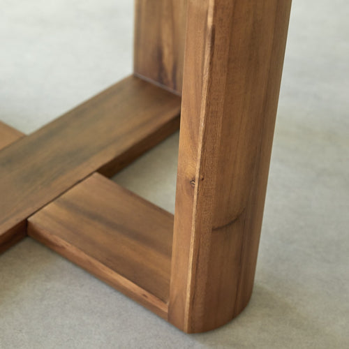 Tikamoon Ronde tuintafel van massief acaciahout en ecrukleurig cement 4/6 pers. - Beige