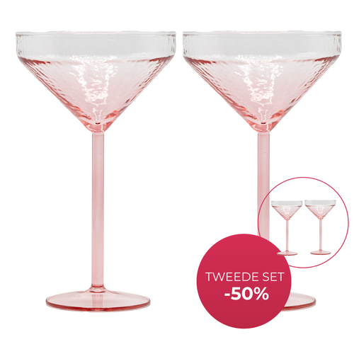 Brût Homeware Cocktail glazen roze, 2 sets van 2