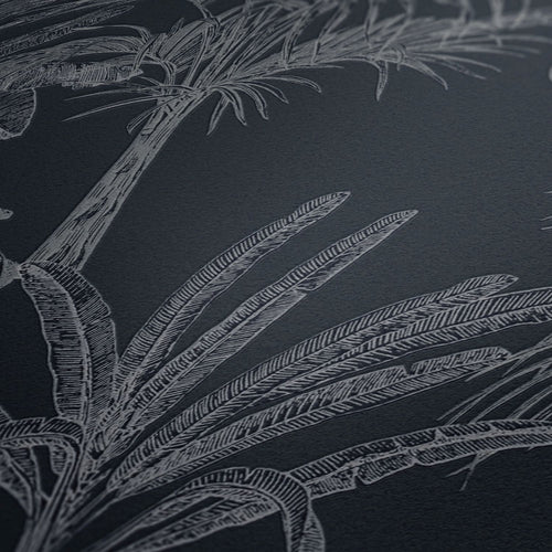 Livingwalls behang palmbomen zwart en grijs - 53 cm x 10.05 m - AS-379832