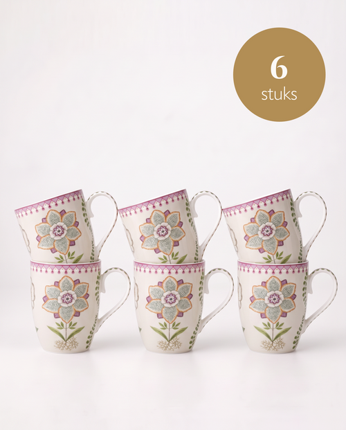 Pip Studio - Grote Mokken - Lily & Lotus - Off White - Set van 6