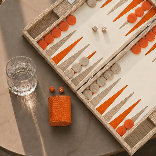 Premium Interiors - Backgammon - Groot BACKGAMMON - leer zandbeige 46cm