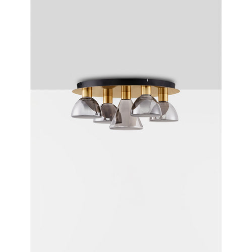 Nova Luce VOI Plafondlamp met lampenkap in rookgrijs, messingkleurig, goudkleurig, Triac dimbaar, LED, 40W, 1200lm, 3000K