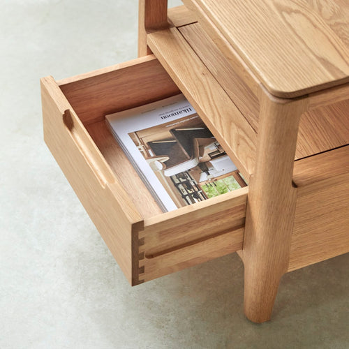 Tikamoon Nachtkastje van massief eikenhout met 1 lade - Naturel - vtwonen shop