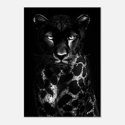 Artfulprints Canvas Panther portrait canvas - 60x90 cm - Zwart / Wit