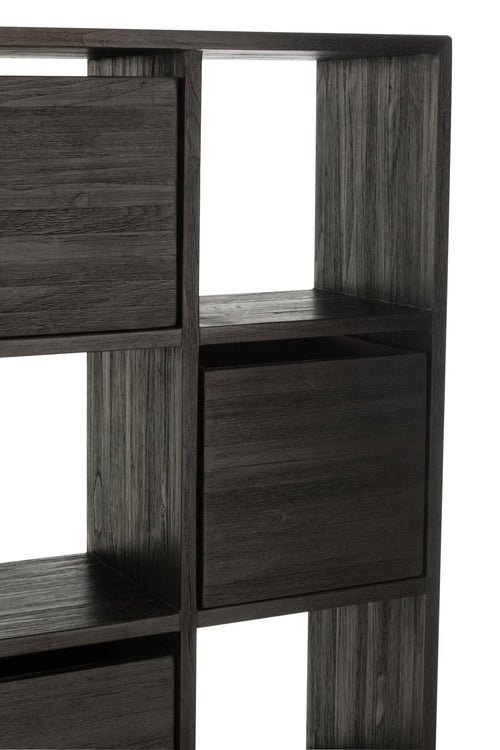 J-Line kast met lades - gerecycleerd hout - zwart
