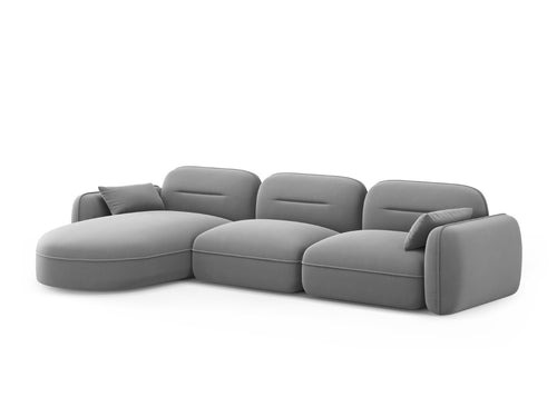 Cosmopolitan Design Modulaire hoekbank links Sydney 4-zits, flueel, lichtgrijs - 165x320x70cm