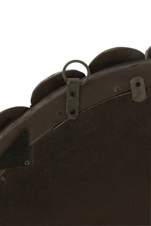 J-Line spiegel Bollen - hout - zwart - Ø 80 cm