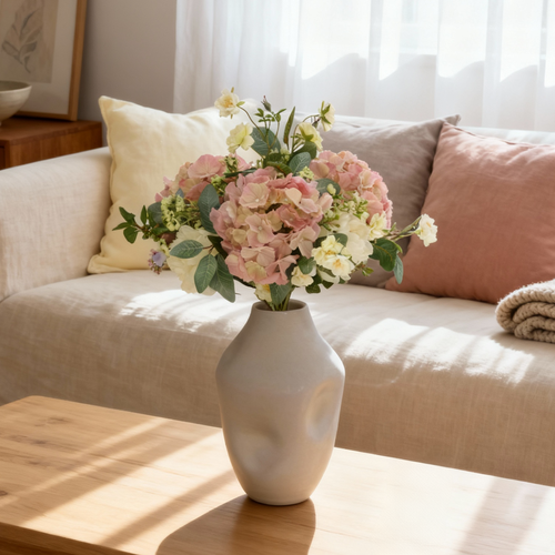 Maxifleur Handgebonden Kunstboeket Rose York - Roze 65cm