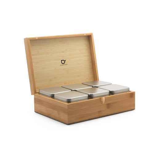 Bredemeijer – Theedoos met 6 theeblikjes - Bamboe - vtwonen shop