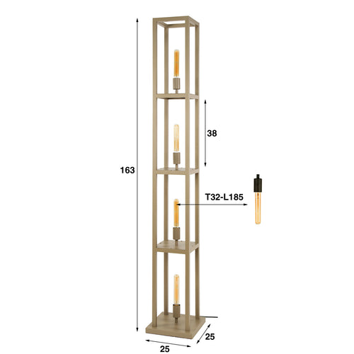 Giga Meubel Vloerlamp Quadra - Beige - 4-Lichts - 25x25x163cm