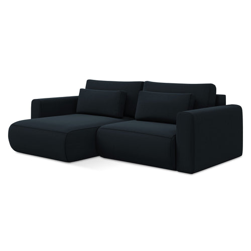 LaMiaSofa hoekbank links Perugia - velours - koningsblauw - 240x149x82